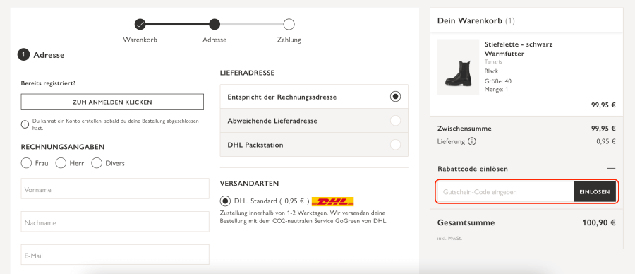 Box für Tamaris rabattcode